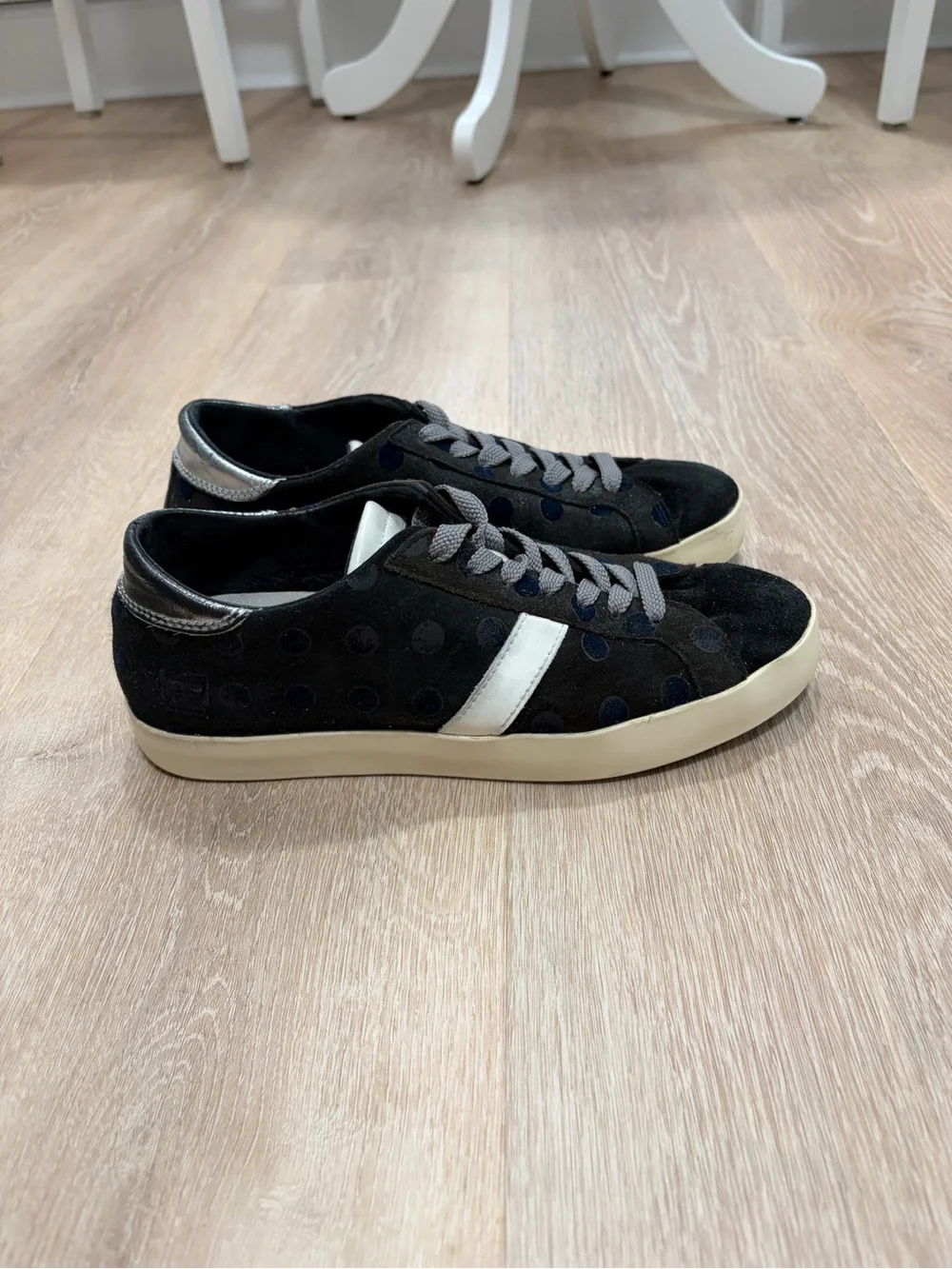 Women’s DATE Black and Navy Suede Sneakers with White Accent